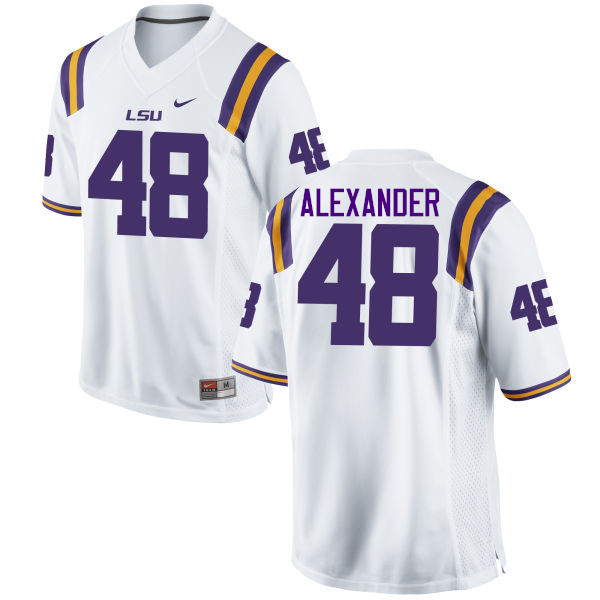 Men LSU Tigers #48 Donnie Alexander College Football Jerseys Game-White - Click Image to Close